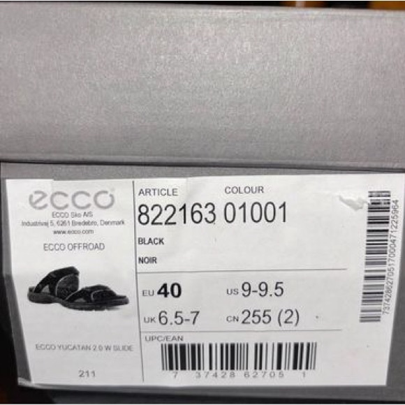 ECCO Yucatan 2.0 Offroad Slide Black Nubuck Leather Women's 9.0-9.5 Sandal Shoes - Picture 1 of 3